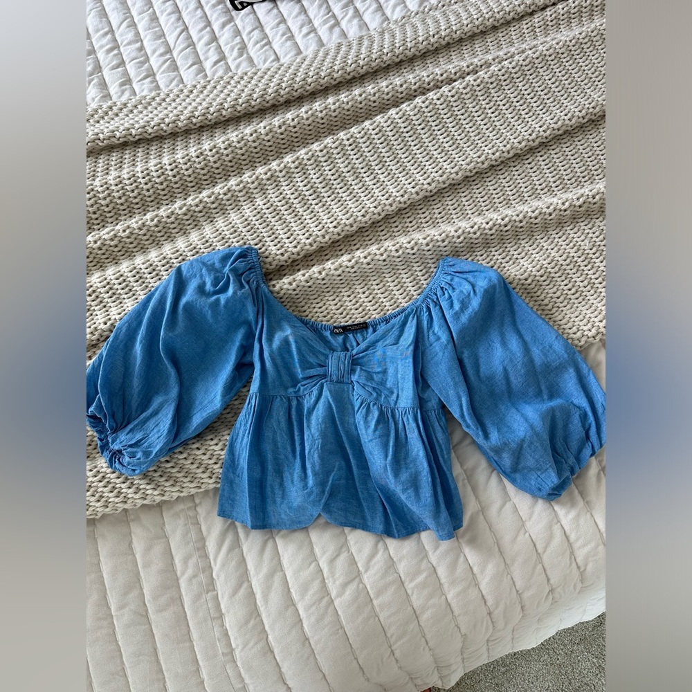 Zara Linen Blend Crop Top